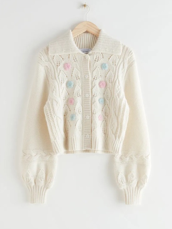 & Other Stories Sweaters - & Other Stories Floral Embroidery Knit Cardigna